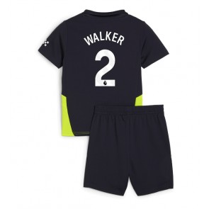 Manchester City Kyle Walker #2 Borta Kläder Barn 2024-25 Kortärmad (+ Korta byxor)